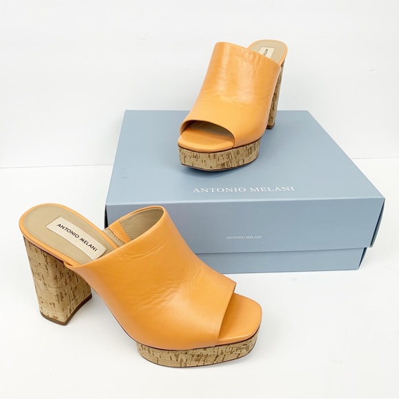 ANTONIO MELANI Shoes - ANTONIO MELANI Sarayyaa Peach Orange Leather Platform Sandals w/ Peep Toe SIZE 8